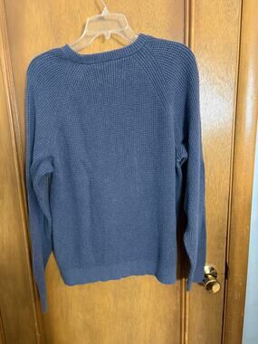 REI Co Op Waffle Knit Sweater Women's Medium Blue Crewneck Long Sleeve Outdoor
